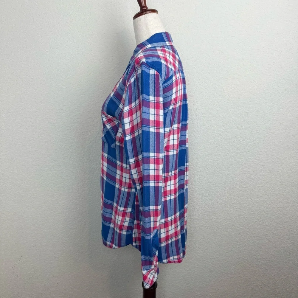 Rails Hunter Blue and Pink Plaid Button-Down Shirt Marina Flamingo Size Small - Picture 12 of 14